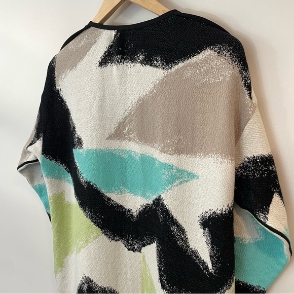 Nic+Zoe Open Longline Cardigan Womens S Colourful Green Blue Half Sleeve - Picture 6 of 11